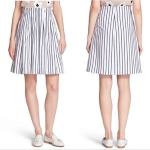 Kate Spade New York Broome Street White Blue Stripped Cotton Skirt Sz 6